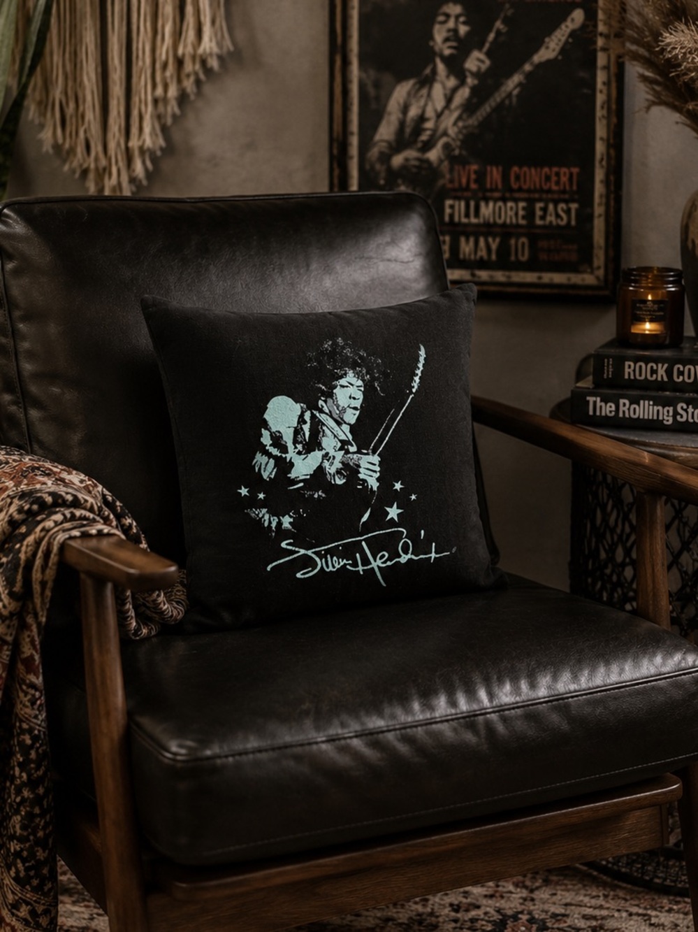 Jimi Hendrix Graphic Throw Pillow